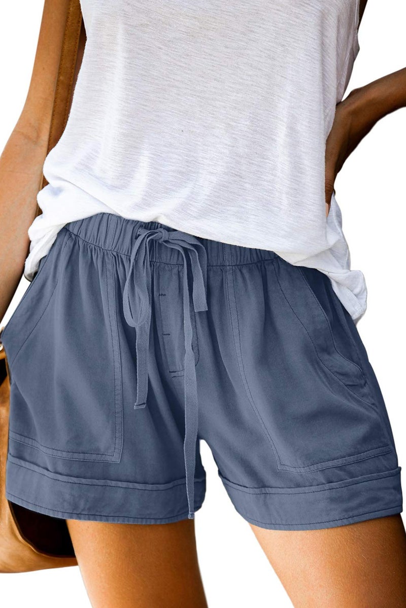 KISSMODA Women's Casual Linen Shorts Drawstring Elastic Waist Short Pant with Pocket Short Dress - Image 1